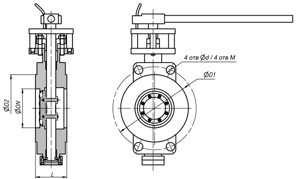 Затвор дисковый поворотный с тройным эксцентриситетом и уплотнением "металл-металл" ФБ99 (FB99)